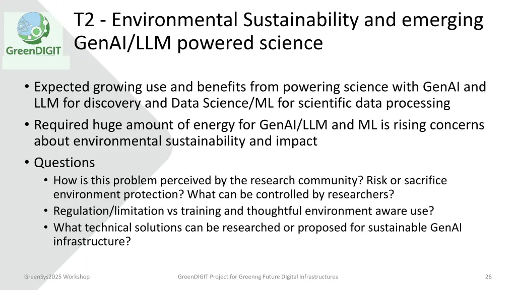 t2 environmental sustainability and emerging