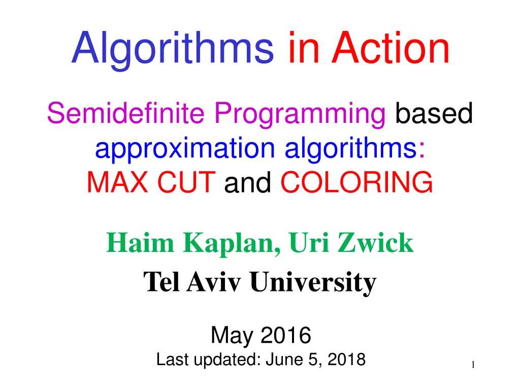 algorithms in action
