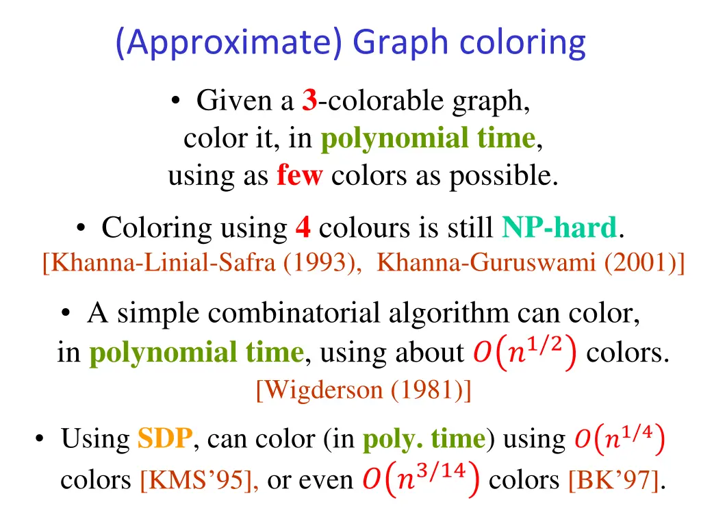 approximate graph coloring