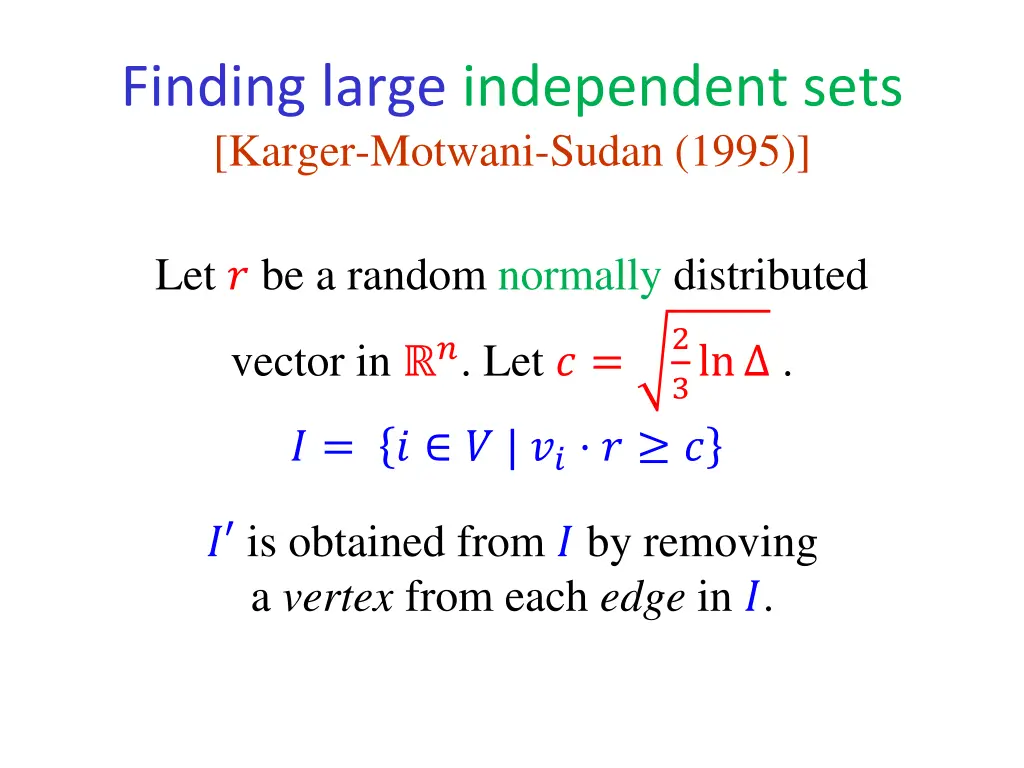 finding large independent sets karger motwani