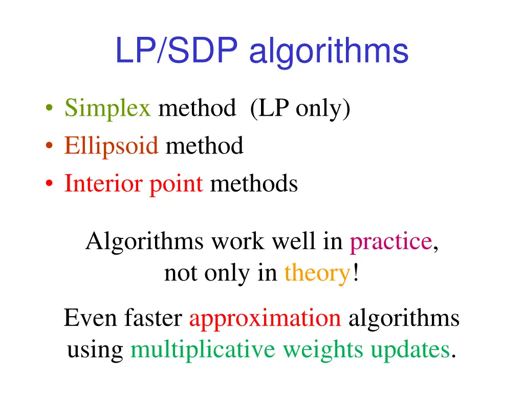 lp sdp algorithms