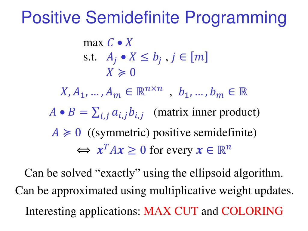 positive semidefinite programming