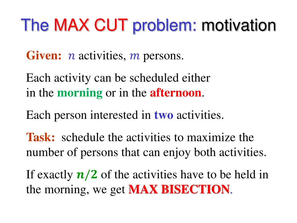 the max cut problem motivation