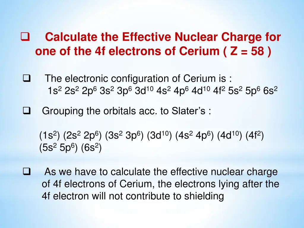 calculate the effective nuclear charge