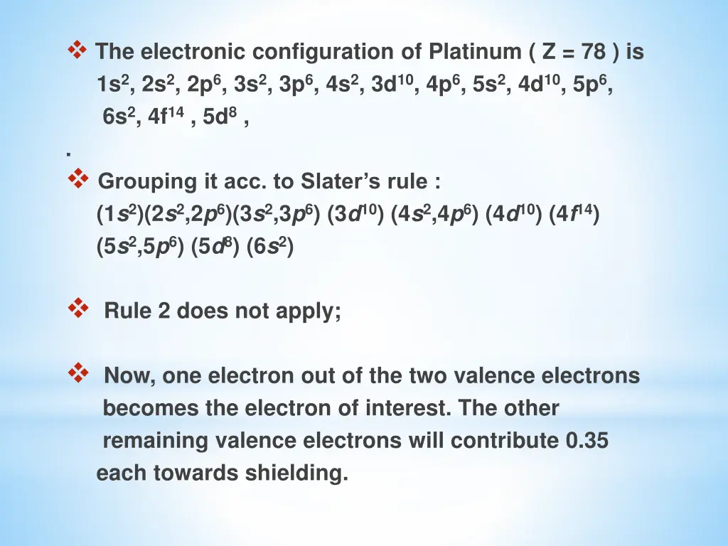 the electronic configuration of platinum