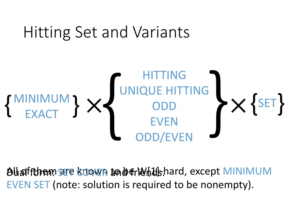 hitting set and variants