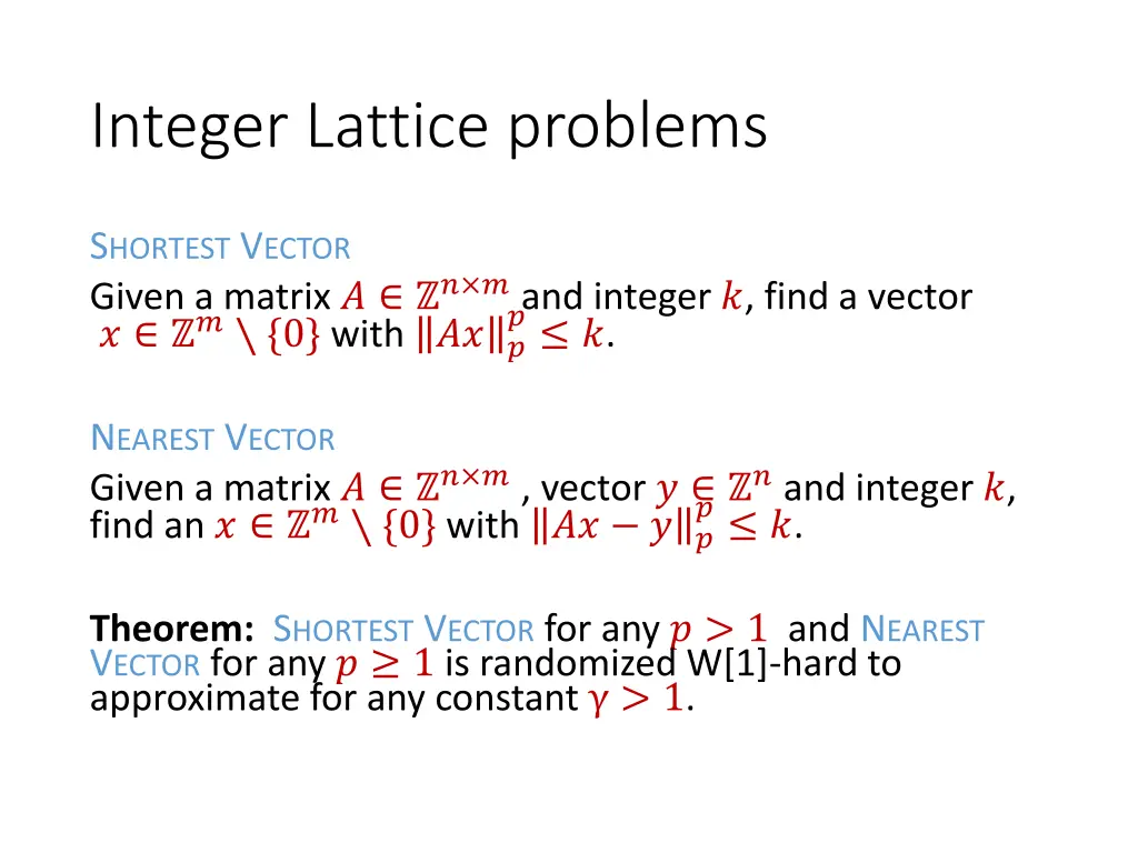 integer lattice problems