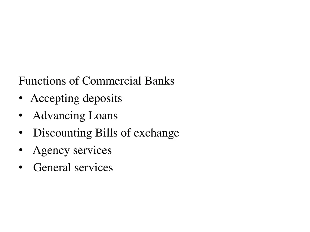 functions of commercial banks accepting deposits