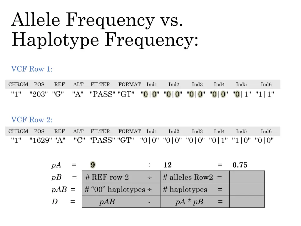 allele frequency vs haplotype frequency 1
