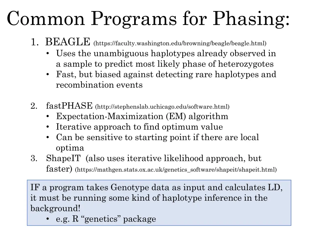 common programs for phasing