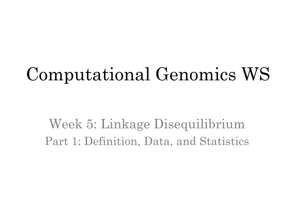 computational genomics ws