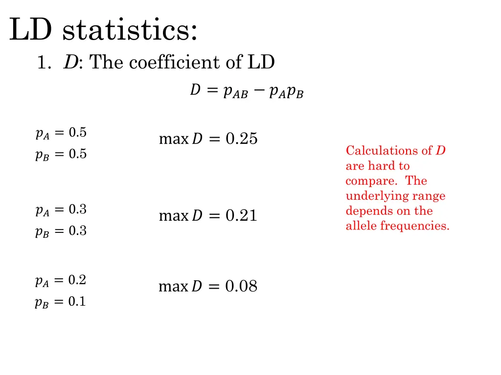 ld statistics 1 d the coefficient of ld 1