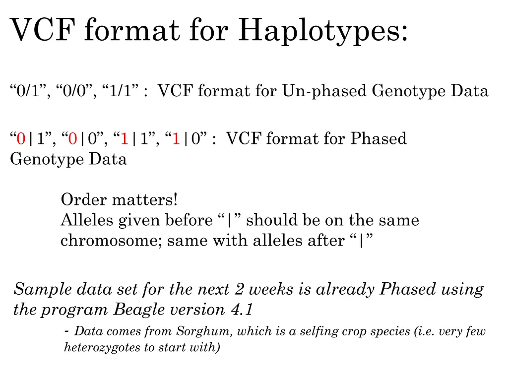 vcf format for haplotypes