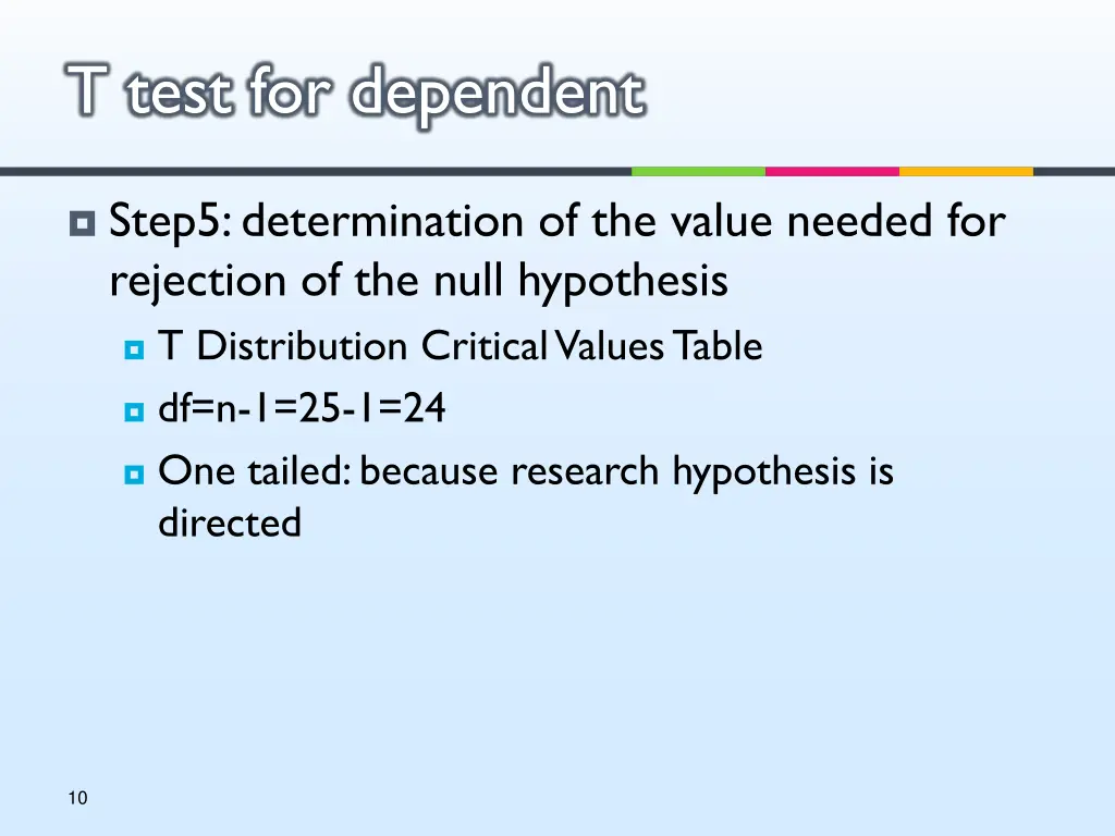 t test for dependent 7