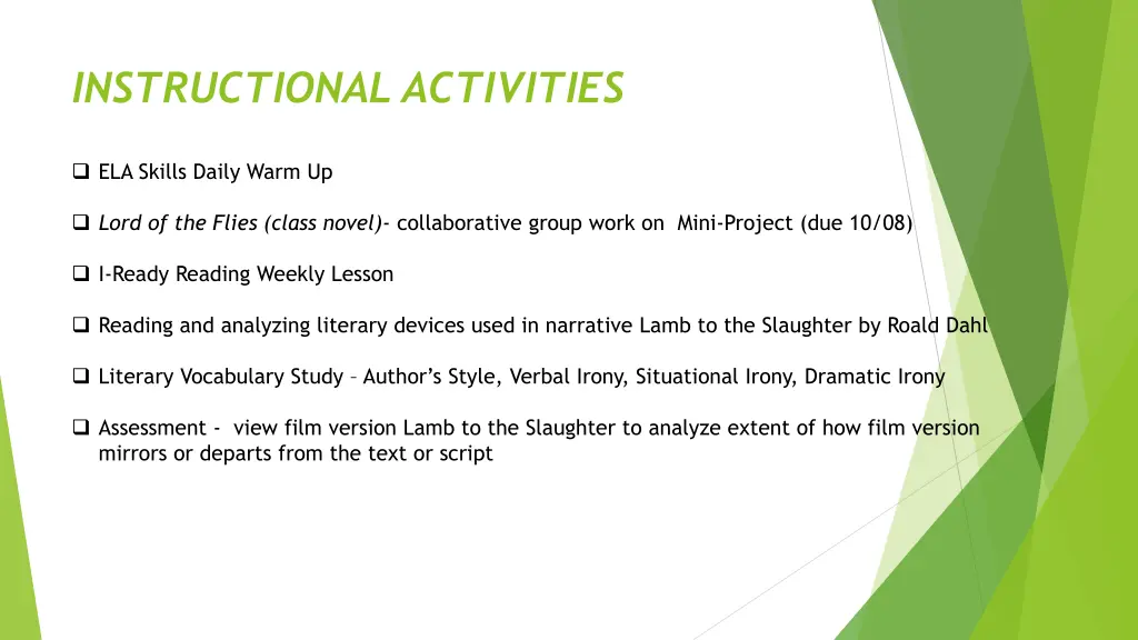 instructional activities