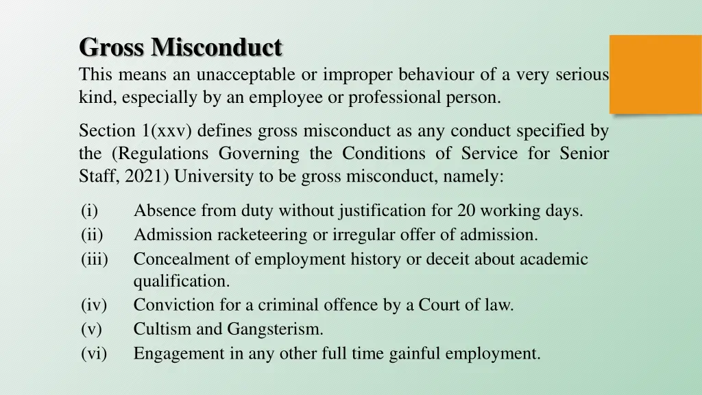 gross misconduct this means an unacceptable