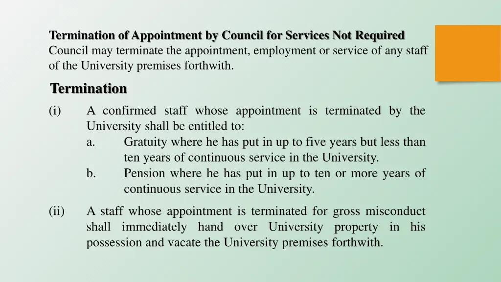 termination of appointment by council