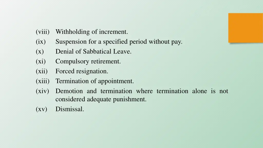 viii withholding of increment ix suspension