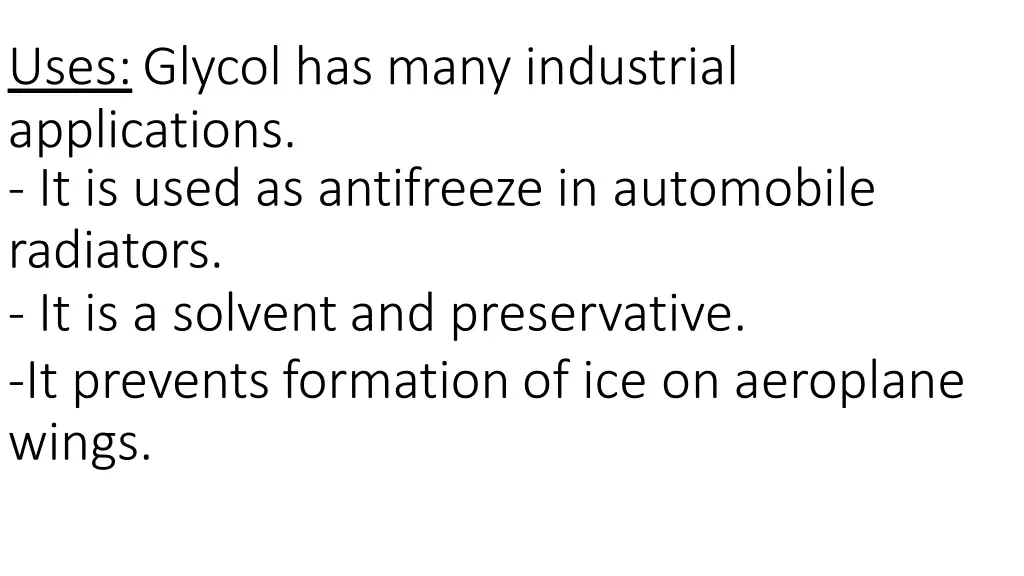 uses glycol has many industrial applications
