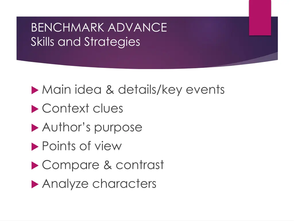 benchmark advance skills and strategies