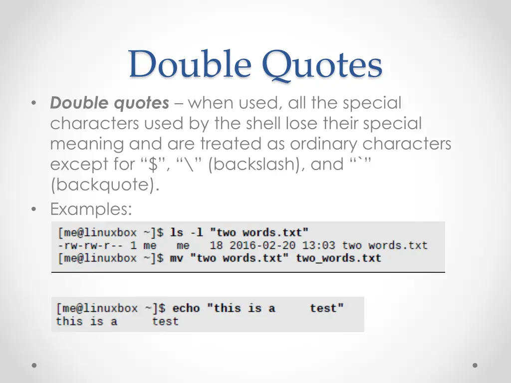 double quotes double quotes when used