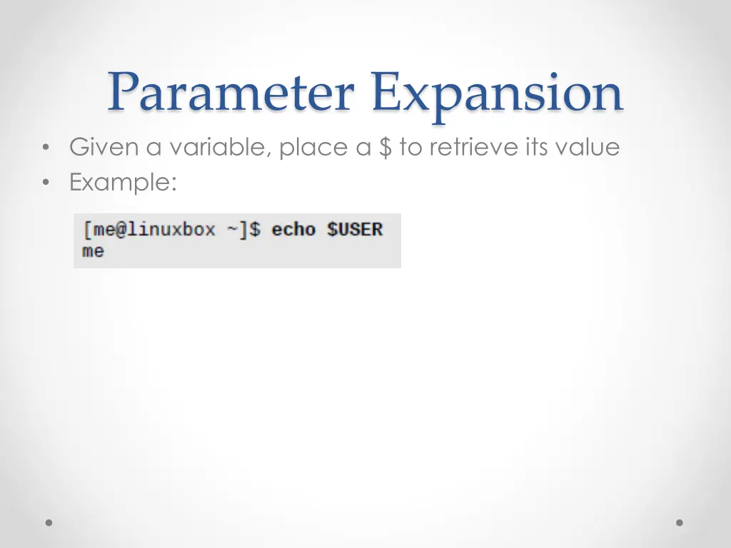 parameter expansion given a variable place