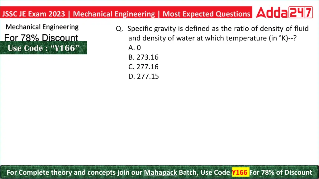 jssc je exam 2023 mechanical engineering most 12