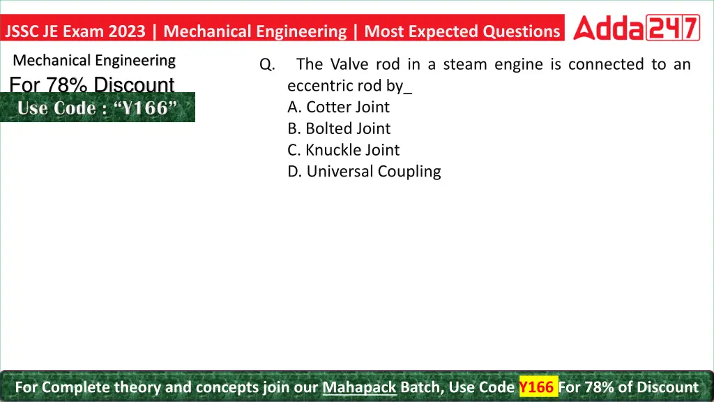 jssc je exam 2023 mechanical engineering most 16