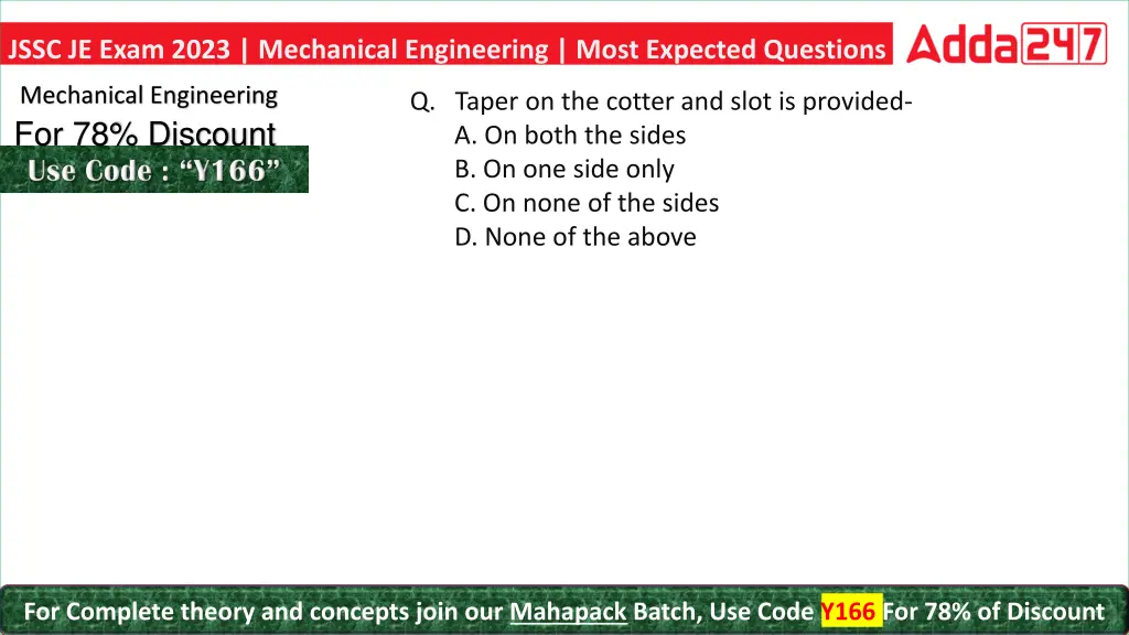 jssc je exam 2023 mechanical engineering most 17
