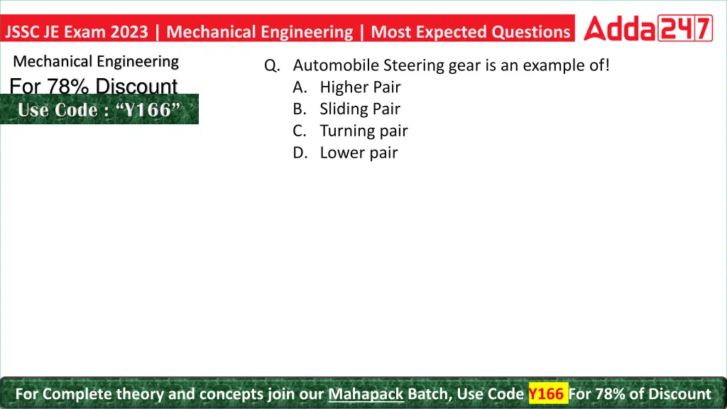 jssc je exam 2023 mechanical engineering most 19