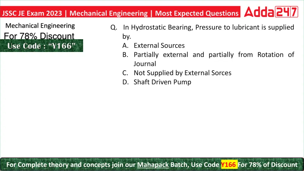 jssc je exam 2023 mechanical engineering most 20