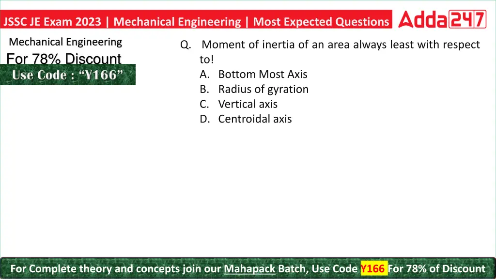 jssc je exam 2023 mechanical engineering most 21