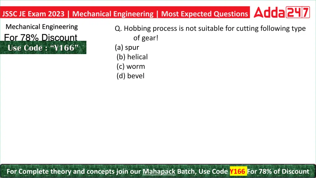 jssc je exam 2023 mechanical engineering most 4