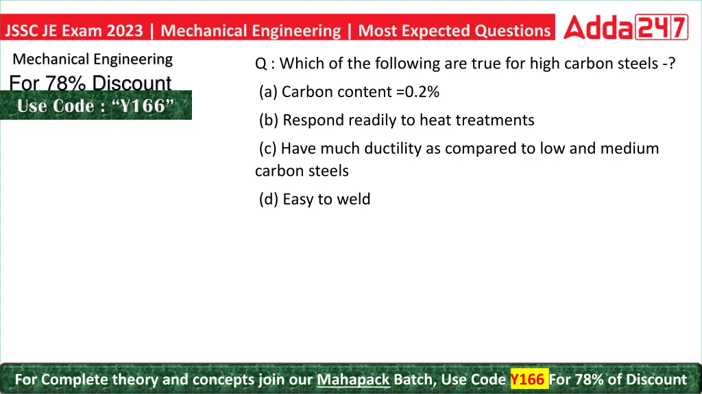 jssc je exam 2023 mechanical engineering most 9