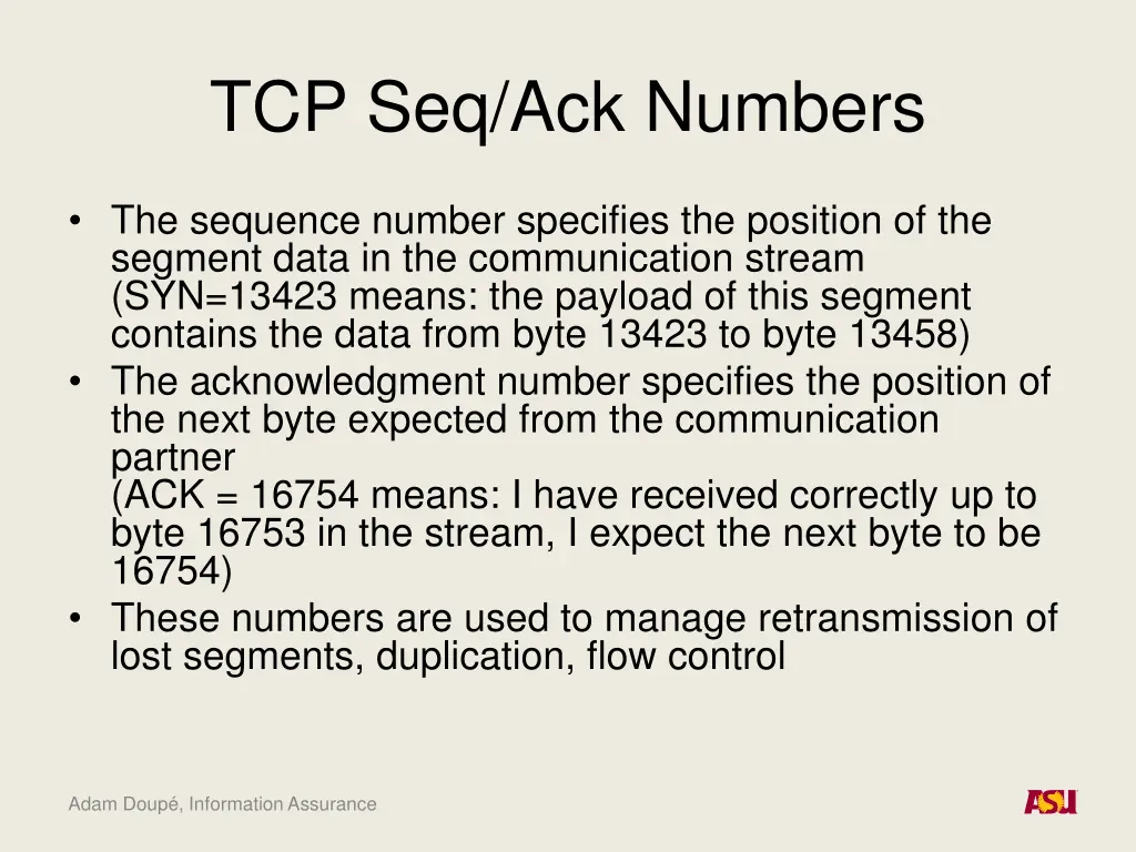 tcp seq ack numbers