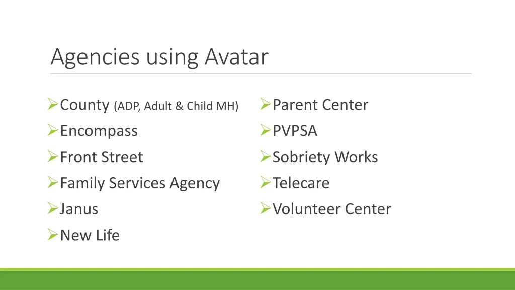 agencies using avatar