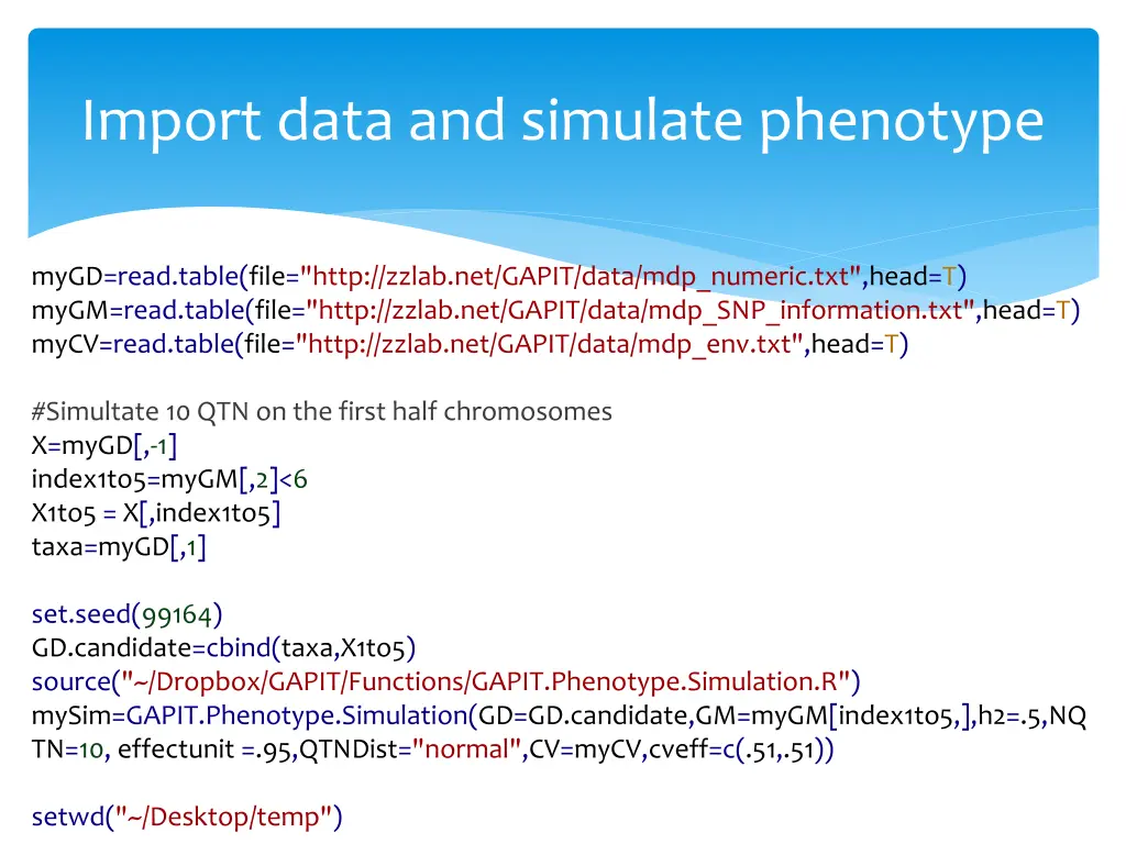 import data and simulate phenotype
