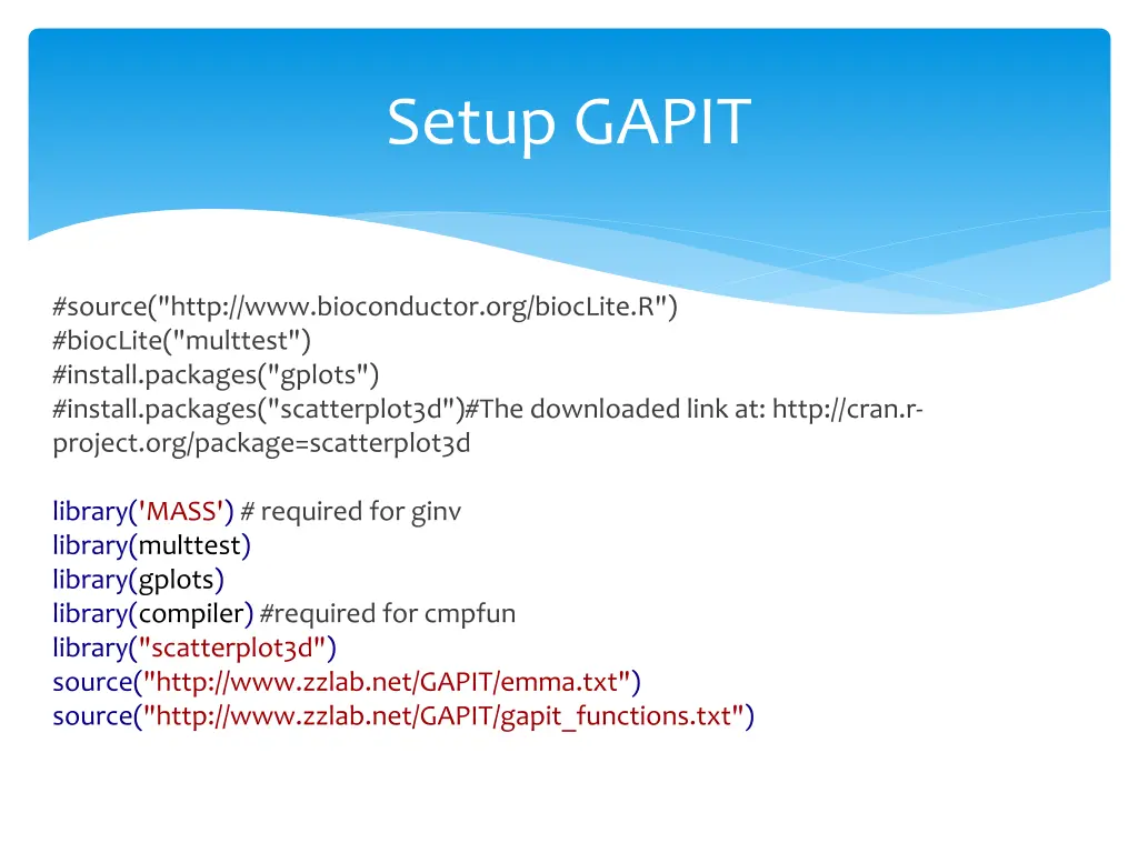 setup gapit