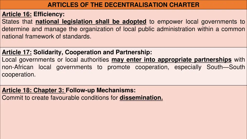 articles of the decentralisation charter article 2