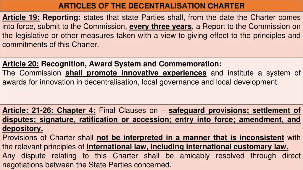articles of the decentralisation charter article 3