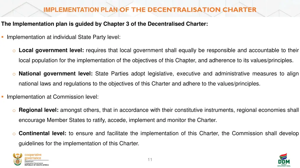 implementation plan of the decentralisation