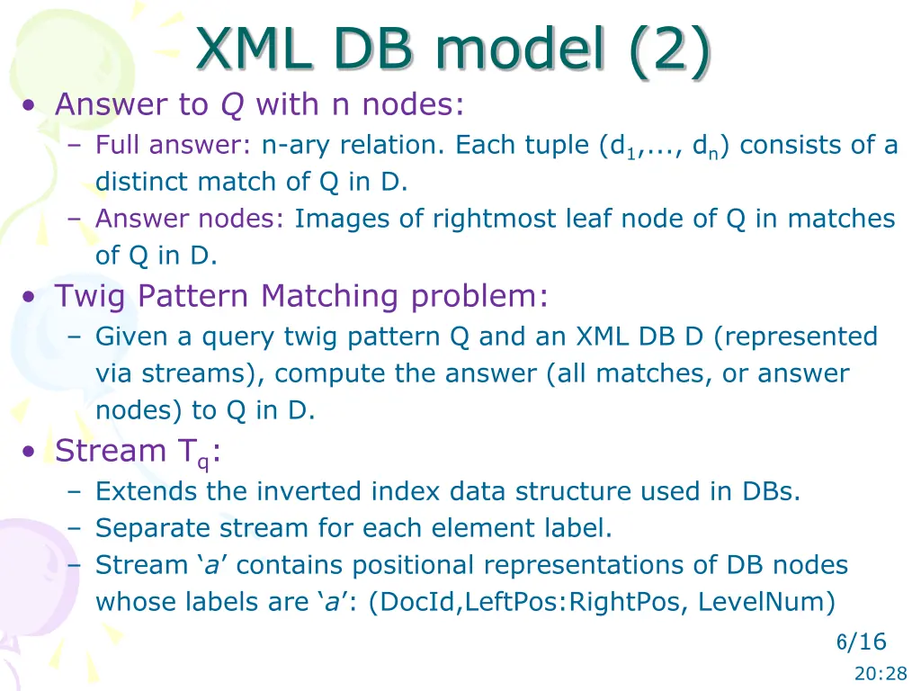 xml db model 2 answer to q with n nodes full