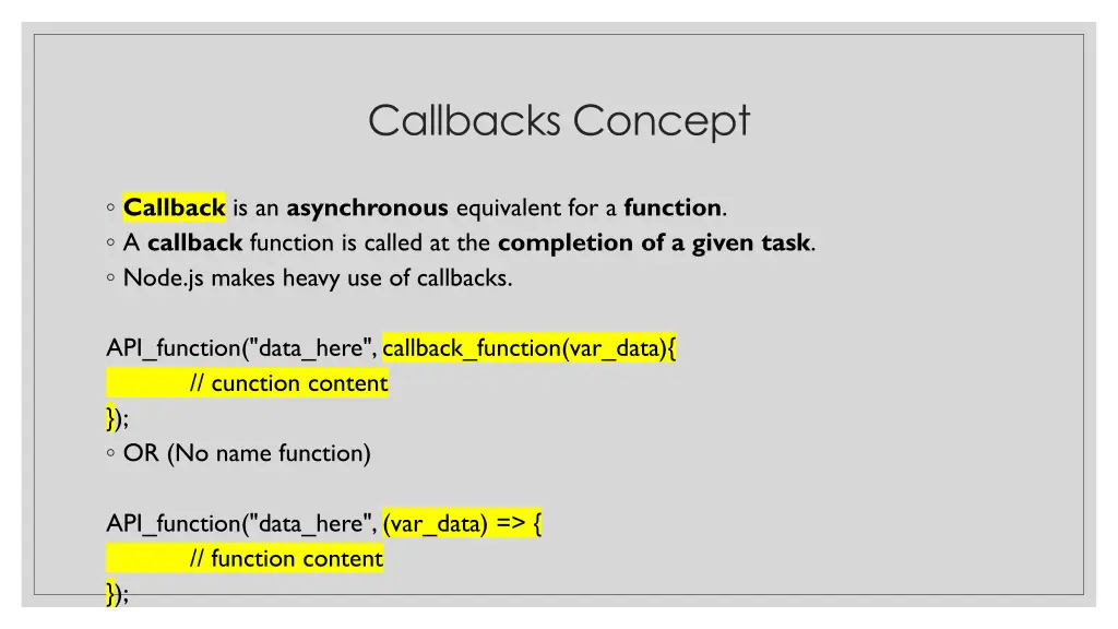 callbacks concept