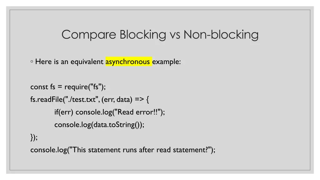 compare blocking vs non blocking 1