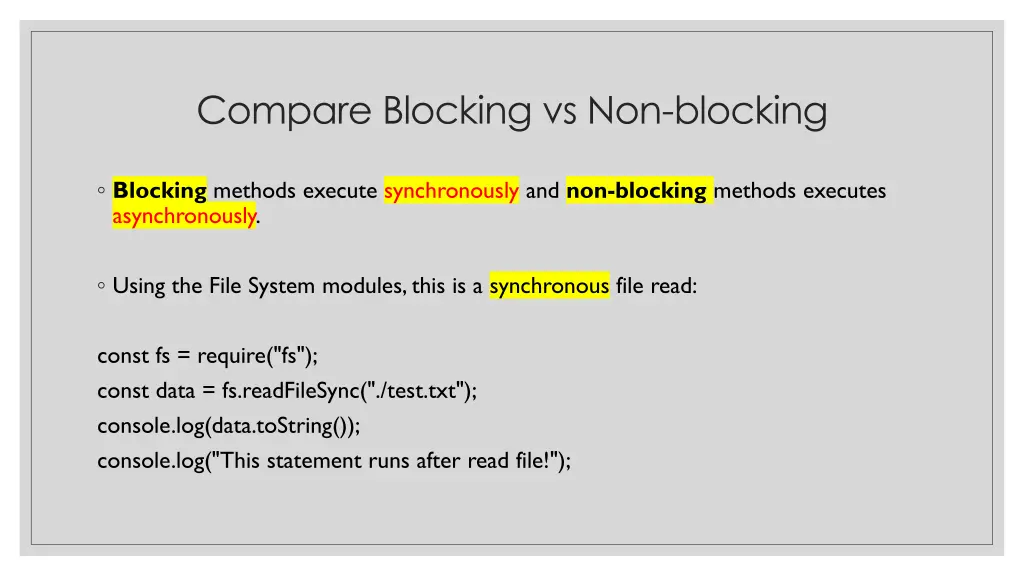 compare blocking vs non blocking