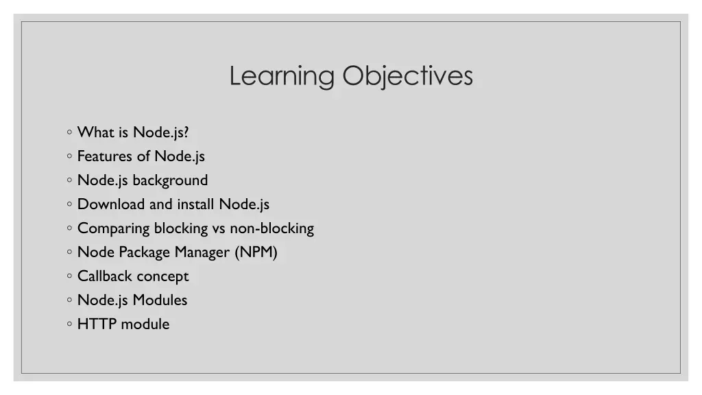 learning objectives