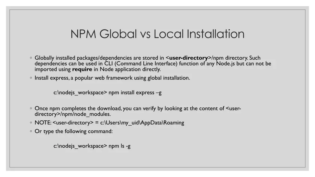 npm global vs local installation 1