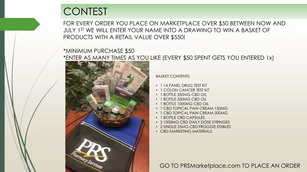 contest for every order you place on marketplace