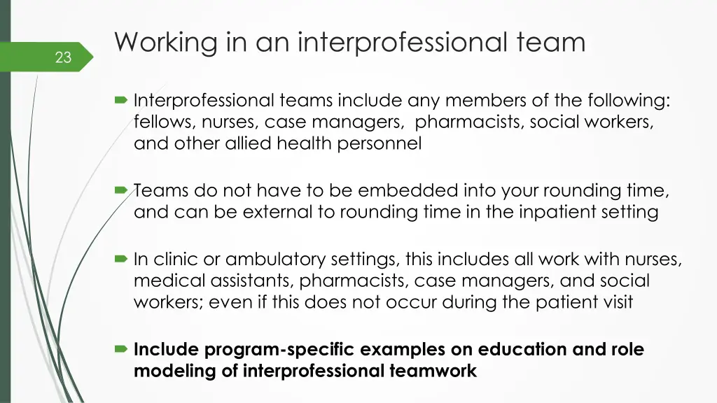 working in an interprofessional team