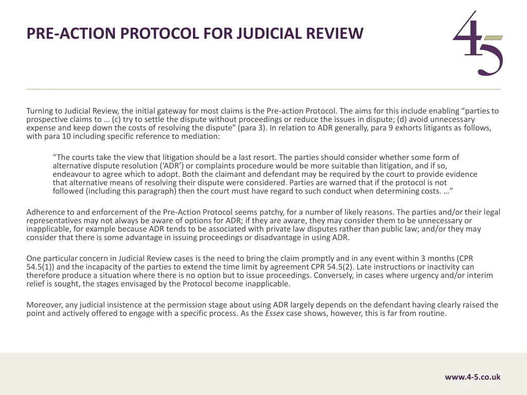 pre action protocol for judicial review